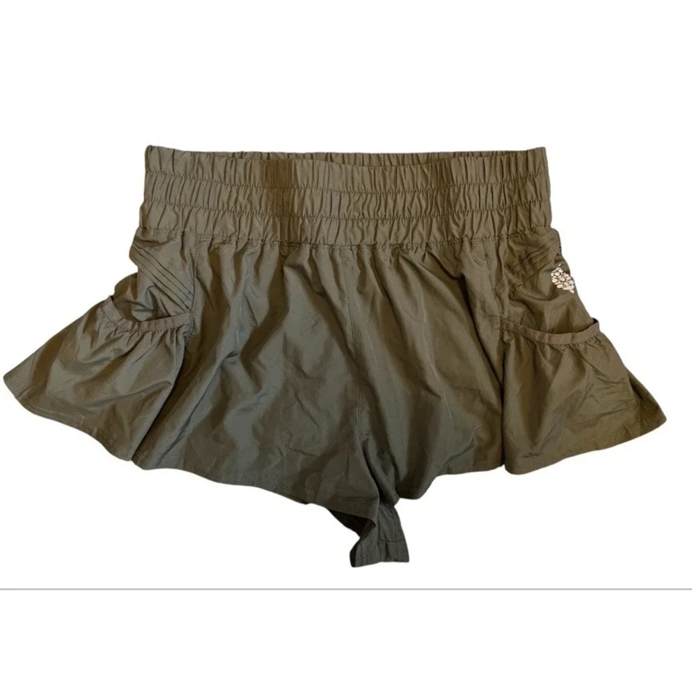 FP Movement The Way Home Shorts Olive‎ Green Size M High Rise Running Shorts